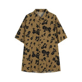 Riolio  Retro Wind Flower Loose Handsome Casual Short -sleeved Shirt Men