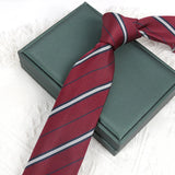 Riolio  Burgundy Luxury 7CM Ties for Women Mens Fashion Necktie Stripes Groom Neck Tie Wedding Party College Style Tie JK Accessories