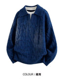 Riolio American high street hip-hop couple retro round neck sweater men and women spring and autumn loose Harajuku casual top y2k