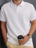 Riolio  Leisure Mens Polo Shirts Short Sleeve Plaid Jacquard Tops  Spring Summer Men Clothing Fashion Solid Color Button Lapel Polo