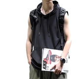 Riolio  Summer Autumn Man Ice Silk Quick Dry Fit Hooded Tank Top Sweatshirt American Dark Basketball Sports Sleeveless Vest