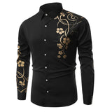 Riolio Men's fashionable long sleeved shirt, men's digital printed shirt
