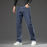 Riolio  Autumn New Men's Straight Loose Dark Gray Jeans Classic Style High Elasticity Baggy Pants Male Plus Size 40 42 44