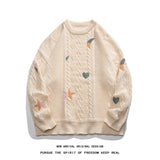 Riolio Korean Style Round Neck Couple Sweater Autumn Winter New Men's Knitted Pullovers Embroidery Patterns Male Knitwear Clothing