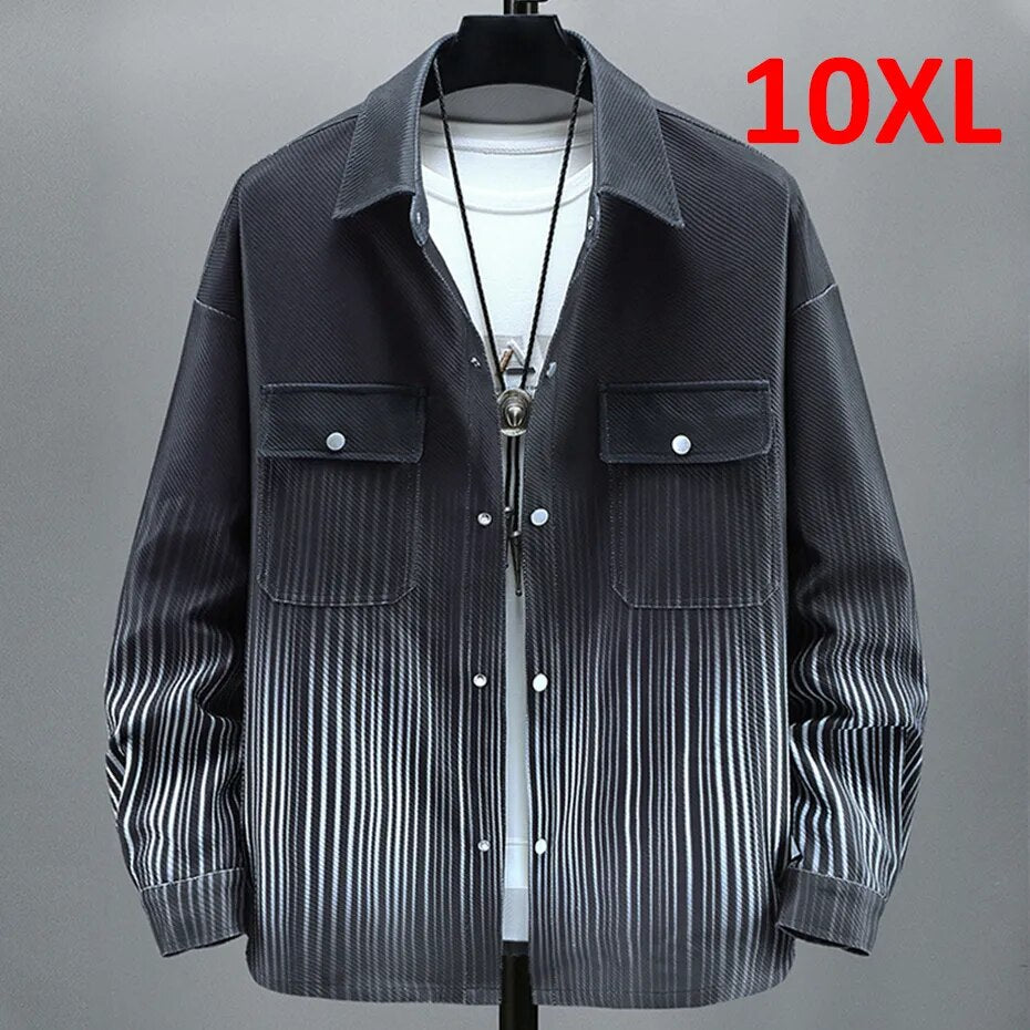 Riolio Gradient Striped Jacket Men Plus Size 10XL Jacket Coat Spring A