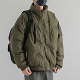 Riolio Winter American Fashion Vintage Parkas Jackets For Men Outdoor Windbreaker Y2K Casual Padding Coats Loose Embroidery Down Jacket