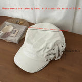 Riolio  Vintage Flat-Top Zipper Beret Hat for Women Men Women Outdoor Leisure Activities Street  Rivet Baseball Cap Summer Sunshade