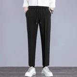 Riolio  Men's Clothing Summer Casual Tie Waist Straight Fit Slim Stretch Comfortable No Iron Wrinkle Resistant High Quality Dress Pants
