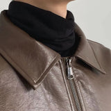 Riolio  Mens Autumn And Winter Retro Leather Casual Loose Short Leather Jacket Men'S Handsome And Elegant British Jacket Tops