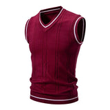 Riolio Men's Fashion New V-neck Sleeveless Sweater Embroidered Color Matching Leisure Lined Vest Men's Top