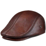 Riolio Men's outdoor leather hat winter Berets male warm Ear protection cap 100% genuine leather dad hat wholesale Leisure