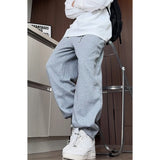 Riolio  Men Joggers Fall Winter New Style Elastic Ankle Sweatpants Loose Fit Outdoor Streetwear White Trousers Multi Functional