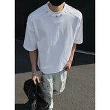 Riolio Tshirt Men Slim Fit Solid Color Round Neck t Shirt Button trim Summer Casual Tee Shirt Lightweight Breathable Cotton Fashion Top