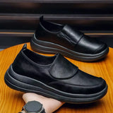 Riolio  Man Pu Leather Big Size Low Top Slip On Casual Shoes Spring Autumn New Lightweight Non Slip Work Shoes Soft Sole Elderly Shoes