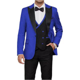 Riolio  Royal blue Suits for Men Slim Fit Groom Wedding Suits Tuxedo Best Man Blazer Vest Pant 3 Pieces Fashion Marriage