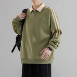 Riolio  Autumn Style Men's Hoodie Fake Two-Piece Collared Loose Top Trendy Sporty Casual Youth Fashion Polyester Fiber Long Sleeve