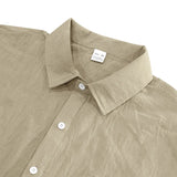 Riolio Summer New Solid Color Linen Men's Shirt Turn-down Collar Short Sleeve Men's Loose Casual Pocket Outdoor Vacation Shirt