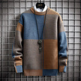 Riolio Half High Collar Color Blocking Warm Sweater/ High Quality Men Spring Autumn Slim Leisure Korean Long Sleeve Loose Knit Pullover