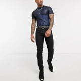 Riolio Men's Short Sleeve Mesh T Shirt Sheer Slim Fit Shiny Sexy See-through Party Nightclub Thin Breathable Clothing Leisure Tees