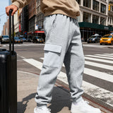 Riolio  Men's Textured Cargo Pants Elastic Waist Drawstring Joggers with Pockets Casual Trousers