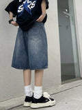 Riolio Women Y2K Baggy Jorts Vintage Wide Leg Five Points Jeans American Streetwear Casual Washed Oversize Summer Denim Shorts