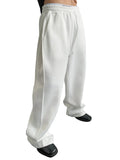 Riolio  Men Drawstring Waist Loose Straight Leg Wide Leg Sports Sweatpants With Pockets