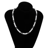 Riolio White Black Color Soft Clay Beads Choker Necklaces for Women Men Simple Minimalist Collar Necklaces Jewelry Gifts