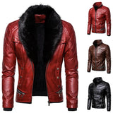 Riolio New Design Motorcycle Bomber Add Wool Leather Jacket Men Autumn Turn Down Fur Collar Removable Slim Fit Male Warm Pu Coats