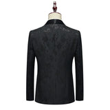 Riolio  Black Three-Piece Suit Wedding Groom Set Men's Formal Wear Slim Fit Business Casual Polyester Fiber Fashion Urban Style