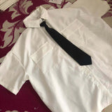 Riolio Short Sleeve Shirt Women White Turn Down Collar Basic Casual Teen Gril Student Oversize Shirt Women Loose Blouse