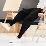 Riolio  Retro Chinese Style Cotton and Linen Trousers for Men Loose Buckles Tying Feet Harun Casual Pants