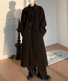 Riolio Autumn Winter Long Oversized Windproof Black Warm Woolen Coat Men Sashes Double Breasted Wool Blends Overcoat
