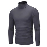 Riolio black turtleneck outfit men Shirt Stretchy Soft Autumn Turtleneck Long Sleeve Solid Color Winter Knitted Pullover Breathable Men 2021New for And Touch