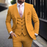 Riolio  Pink Luxury Men Suits Terno Slim fit 3 Piece Jacket Pant With Vest Groom Wedding Tuxedo Costume Homme Formal Occasion Terno