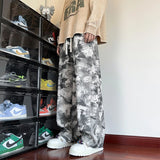Riolio  Korean Style Tie-dye Print Casual Pants Black Mopping Trousers Men Autumn Fashion Streetwear Pants Unisex Plus Size 5XL-M