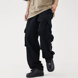 Riolio Black Cargo Pants for Men Hip Hop White Cargo Trousers Male Vintage Japanese Streetwear Casual Safari Style Pocket Zip