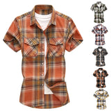 Riolio  Summer Hot Sale Of The Season Men's Checkered Shirt Short Sleeve Large Size Trendy Youth Casual Korean Style Fashionable Double