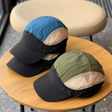 Riolio  Japanese Quick-Dry Duckbill Cap with Five-Page Design Color-Blocked Outdoor Mesh Breathable Baseball Hat for Hiking Sports