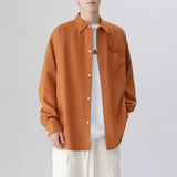Riolio 6 Colors Men's Baggy Long Sleeve Shirt Fashion Korean Lapel Coat Tops Youth Casual Classic Simple Male Clothes Trendy Brand