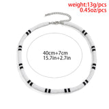 Riolio White Black Color Soft Clay Beads Choker Necklaces for Women Men Simple Minimalist Collar Necklaces Jewelry Gifts