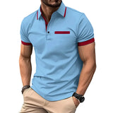 Riolio  Summer Men's Short sleeve Polo Shirts Fashion Business Casual Polos Man Patchwork Turn Down Collar Sports Tees Tops Streetwear