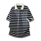Riolio  Versatile Top Summer Polo Shirt Fashion Stripes Trendy Fit Stylish Comfortable High-Quality Daily Soft Lightweight Men's T-Shirt