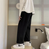 Riolio Spring Autumn Mens Jeans Casual Loose Wide Leg Jeans Men Solid Stranght Pants Man