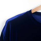 Riolio  Mens T-Shirt Gold Velvet Casual T-Shirt Spring Autumn Fashion Personality Streetwear All-Match Solid Color Tops Men'S Clothing