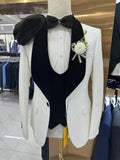 Riolio  New Luxurious Beaded Tuxedo 3 Pieces Blazer Vest Pants For Men Party Prom Wear Handsome Shawl Lapel Men's Suits