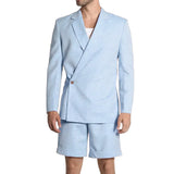 Riolio  Men's Large-sized Business Suit Set for Summer Linen Wedding Groom Slim-fit Suit Jacket Pants Wedding Outfit