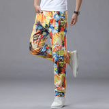 Riolio  Men Fashion Camouflage Print Tie Dye Casual Pants Male Daily Loose Straight Leg Wide Leg Streetwear Versatile Sports Trousers