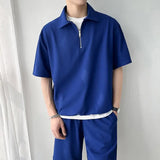 Riolio  Summer New Pattern Large Size Men's Clothing Loose Half Zipper Polo Shirt Trendy Style Turn-down Collar T-Shirts Chic Tops