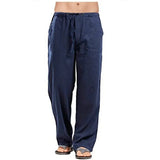 Riolio  Cross-Border Men's Plus Size Cotton Linen Pants Breathable Sweat Absorbent Casual Bell Bottoms Basic Style Stock Available
