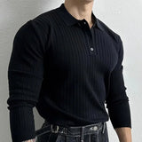 Riolio Trendy Preppy Styleslims Men's Long Sleeve Polo Shirt Embroidery Letter Style Vintage Loose-fit Half-zip Sweatshirt